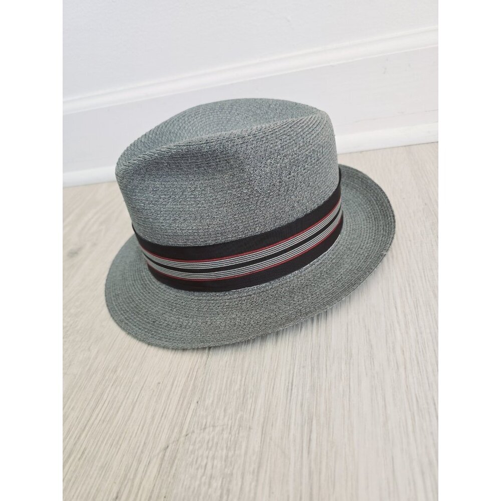 Dobbs Fifth Ave Fedora Grey Gray Hat 7 1/8 Vintage USA Woven Ribbon Mens Unline